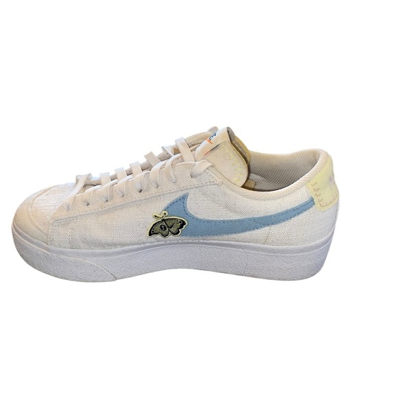 Nike Blazer Low Platform Next Nature White Blue butterfly caterpillar sneakers - Picture 12 of 14